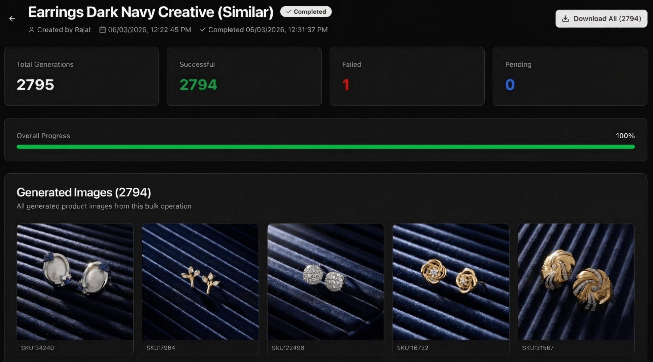 Bulk image generation showcase - thousands of unique product variations