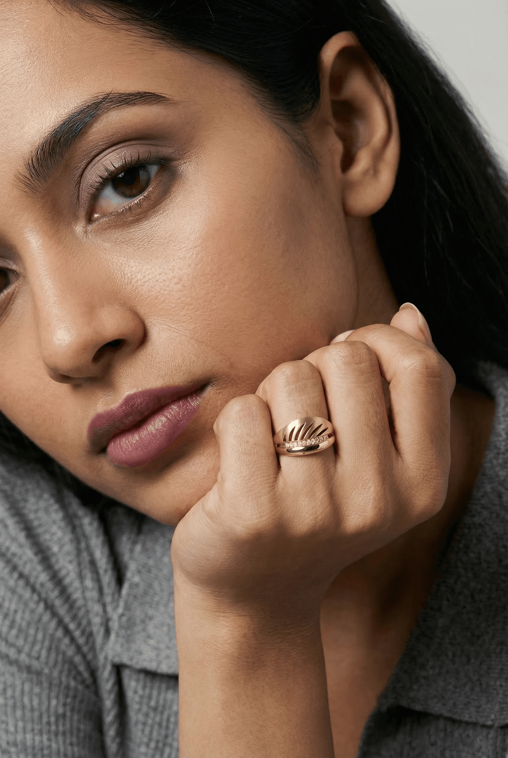 Generated studio portrait with jewelry product focus